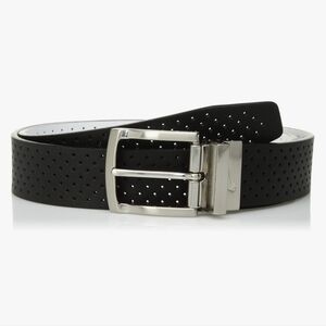 Nike Men's Perforated Reversible Leather Belt Black White